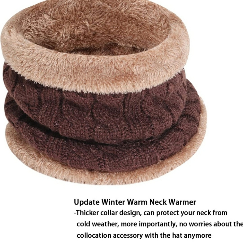 2-PIECES WINTER BEANIE HAT SCARF SET WARM KNIT HAT - Picture 10 of 12